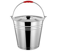 Tofficu Ash Bucket with Lid: Stainless Steel Metal Coal and Hot Ash Pail for Fireplace Fire Pits Wood Burning Stoves Grill Outdoor Carrier Wood Pellet Storage Container 8L