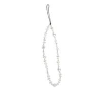 Tofficu Beaded Phone Lanyard for Women 8mm Baroque Faux Pearl and Crystal Charm Hanging Strap Adjustable Mobile Phone Wrist Chain Bohemian Style Anti-Lost Design