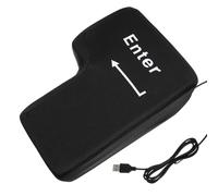 Tofficu Black Big Enter Key Pillow, USB Plug and Play Office Stress Relief Button for Laptop/pc, Soft Sponge Noon Break Nap Desktop Cushion Vent Toy, Washable Cover