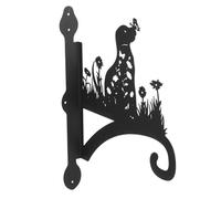 Tofficu Black Iron Hanging Plant Bracket with Dog Silhouette, Space Saving Design and Effortless Installation, Wall Mounted Hook for Basket and Lantern, for Balcony and Indoor Use