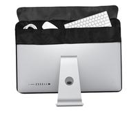 Tofficu Black Polyester Computer Monitor Dust Cover with Soft Inner Lining for LCD Screen Protector Washable Fabric Sleeve for Scratch and Dust Protection Desktop Displays