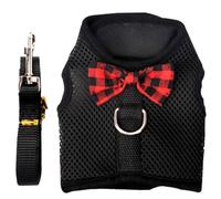 Tofficu Breathable Mesh Pet Harness Vest with Pulling Rope for Small Animals, Black Large Size Chest Strap 35-40cm for Rabbits, Guinea Pigs, Squirrels, Pet Supplies