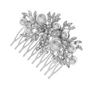 Tofficu Bridal Rhinestone Hair Comb Wedding Hair Accessory Delicate Silver Zinc Alloy Pearls Side Comb Creates Stunning Hairstyles Brides Bridesmaids Banquet Christmas