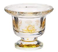 Tofficu Buddhism Crystal Water Offering Cup with Gold Auspicious Patterns, High Footed Glass Ritual Bowl for Buddhist Worship and Temple Prayer Decoration
