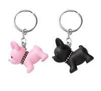 Tofficu Bulldog Dog Pendant Keychain Set 2Pcs, Lightweight Black and Pink Bag Charms for Outdoor Use