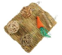 Tofficu Bunny Grass Mat Chew Comfortable Summer Little Bed Cooling Pad Suitable for Hamster Macaw Natural Woven Grass Mat for Small Animals