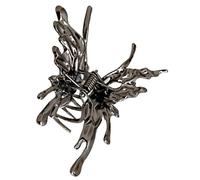 Tofficu Butterfly Hair Claw Clip Medium Black Metal Decorative Jaw Clamp Hair Accessory for Women Styling
