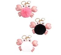 Tofficu Cartoon Crab and Adorable 3pcs Pu Leather Pendant Keychains with Strong Three-dimensional Sense Decorative Crabs Adornments for Bag Accessories and Key Holders