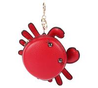 Tofficu Cartoon Lovely Little Coin Purse Pu Material Lightweight Small Adornment with Alloy Keychain Portable Handbag for Women, Red, Suitable for School Bag Attachment and Shopping