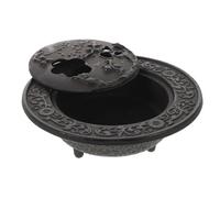 Tofficu Cast Iron Incense Burner Bowl with Lid - Black Ritual Cauldron Aromatherapy Resin Burning Bowl for Meditation, Smudging, Spa and Herbal Incense Use