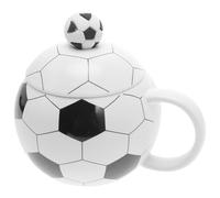 Tofficu Ceramic Football Mug with Lid and Spoon Set, Lightweight Porcelain Coffee Cup with Smooth Round Edges, for Banquet Or Home Use, Chic and Delicate Design