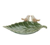 Tofficu Ceramic Jewelry Dish Earring Holder Leaf Shape Bird on Leaf Design Simple Delicate Modern Stylish Safe Use Catch Small Accessories for Dining Room and Study Room