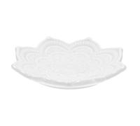 Tofficu Ceramic Jewelry Tray Mandala Flower White Unique Shape Easy to Clean Organizing Jewelry Decorative Storage Holder for Dressing Table and Christmas