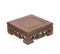 Tofficu Chicken Wing Wood Rectangular Display Stand Pedestal for Teapot and Crystal Ball Holder, Carved Wooden Base 8x8x3.7cm for Home Decor and Rock Display