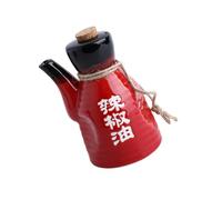 Tofficu Chilli Oil Pot Sauce Container Soya Sauce Bottle Oil Canister Jars for Kitchen Easy Clean Ceramic Seasoning Bottle
