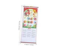 Tofficu Chinese Lunar Year Calendar Faux Rattan Wall Hanging Feng Shui Horse Year Scroll with Fade Resistant Print Practical Monthly Planner for Living Room Office Decor