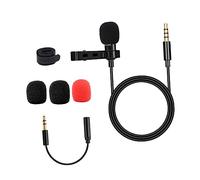 Tofficu Clip-on Omnidirectional Lavalier Mic, 3.5mm Recording Microphone with 1.5m Cable, Lightweight Plastic Metal Lapel Mic for Interview and Outdoor Lectures