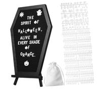 Tofficu Coffin Shape Letter Board with Wooden Tripod Stand Felt Message Sign for Halloween Decor DIY Letters and Symbols for Home Office Party Display Multipurpose Gothic Decoration