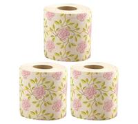 Tofficu Colored Toilet Paper Rolls with Rose Print, Bamboo Pulp Tissue for Bathroom, Soft Decorative Napkins, Sustainable and Skin-Friendly, 3 Rolls for Home Use