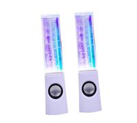 Tofficu Colorful LED Fountain Speaker with Sound and Light Show White Color Changing Multimedia Speaker for Laptop Smartphone and Computer Portable Desk Audio Decor