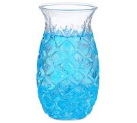 Tofficu Creative 480ml Pineapple Relief Pattern Wine Glass Mug, Embossed Glass Drinking Cup for Juice, Cocktail, Bar Use