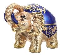 Tofficu Creative Metal Elephant Ashtray with Lid, Cigarette Butt Container for Home and Office, Blue-gold Color Decorative Ash Tray, Stylish Smoke Accessory for Indoor Use