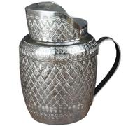 Tofficu Creative Metal Wine Jug with Large Mouth, Kitchen Beverage Dispenser Jug with Handle for Juice, Water, Tea Handmade Southeast Asian Style for Home and Restaurant