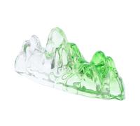 Tofficu Crystal Glass Calligraphy Brush Rest Paperweight with Lifelike Mountain Design for Chinese Calligraphy Practice Artistic Pen Holder Rack for Watercolor Art Office Workshop