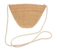 Tofficu Cute Yellow Wicker Straw Coin Purse Lightweight Versatile Use Straw Bag for Daily Coin Storage and Small Present