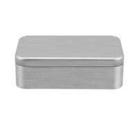 Tofficu Decorative Metal Container Portable Tea Tin Silver Square Tinplate Box Water Protection Portable Stylish Minimalist Storage for Tea and Trinkets on The Go