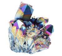 Tofficu Desktop Crystal Cluster Ornament Electroplated White Crystal with Rainbow Effect Delicate Feng Shui Adornment for Living Room Tabletop Decor Refresh Spirit and Decorative