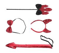 Tofficu Devil Tie Kit Horn Costume and Adjustable Halloween Headband, Bow Demon Tail Trident Wand Lightweight, Comfortable for Role-play Accessories Youth and Men