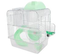 Tofficu Double-layer Hamster Cage 23x17x33cm with Green Castle Design, Multi-use Small Animal House Suitable for Mice, Rats, and Chinchillas