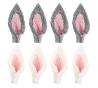 Tofficu Easter Decorations DIY Felt Rabbit Ear Ornaments - 8pcs Set for Crafting, Party Accessories, and Home Decor, White and Grey, 3.15 X 1.57 X 0.59 Inches