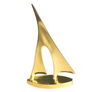 Tofficu Elegant Resin Sailing Boat Model Desktop Ornament in Golden Colour for Home and Office Decor, Featuring Long-term Use and Modern Artistic Style, for Nautical Themed Color