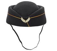 Tofficu Elegant Stewardess Hat for Cosplay Stylish Air Hostess Accessory for Parties and Uniforms Black Design for Flight Attendant Costumes