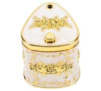 Tofficu Embossed Rose Toothpick Holder Retro Kitchen Toothpick Dispenser Decorative Gold Chrysanthemum Container for Home Dining Table Accessory