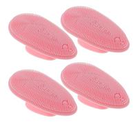 Tofficu Face Scrubber Brush Different Sizes and Density of Salient Points 4pcs Manual Silicone Pink Glove Shape Facial Cleansing Brush Soft and Sturdy Face Cleaning Tool for Women
