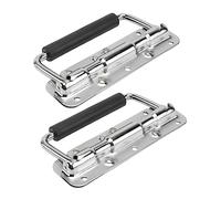 Tofficu Folding Flight Case Handles Spring-loaded Instrument and Tool Case Knobs Silver Chrome 2pcs for Storage and Equipment