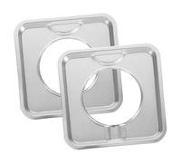 Tofficu Gas Stove Cover Plates 2pcs Square Drip Pans Heavy Duty Stainless Steel Gas Range Protectors Stove Top Covers for Easy Maintenance