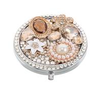 Tofficu Gem Floral Compact Pocket Makeup Mirror with 2x Magnification