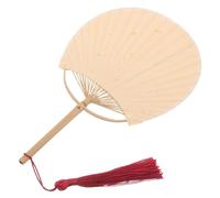 Tofficu Handmade Bamboo Chinese Fan with Elegant Tassel Mini Double Sided Painted Paddle Fan Traditional Decorative Accessory for Weddings Music Festivals Dance Parties