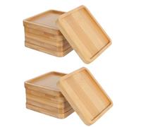 Tofficu Heat Resistant Bamboo Coaster Blanks 10Pcs Square DIY Mosaic Bases for Drink Cups and Home Art Use