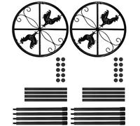 Tofficu Heavy-duty Metal Chicken Feeder Stand 2pcs with 4 Detachable Legs, Black round Coop Waterer Holder 29x18cm for Poultry Feeding and Livestock Watering