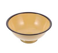 Tofficu Household Enamel Bowl Instant Noodle Bowl Vintage Lightweight Easy to Clean Yellow Enamel Kitchen Supplies for Serving Ramen and Soup
