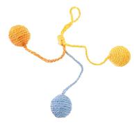 Tofficu Interactive Hanging Sisal Cat Balls for Indoor Cats, Multi-color Small Sisal Scratching Balls, Reusable Kitten Training and Play with Blue, Orange, and Yellow Colors