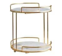 Tofficu Large Capacity Iron Art Double-layer Makeup Organizer with Golden Finish, Space-saving Desktop Cosmetics Storage Rack for Home Sundries