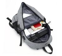 Tofficu Large Capacity Oxford Cloth Men Backpack with USB Charging Port Hidden Basketball Net and Dual Buckle Storage for Football Volleyball Grey Outdoor Sports Rucksack for School