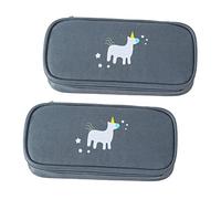 Tofficu Large Capacity Unicorn Pencil Case 2pcs Set Cute Oxford Fabric Zipper Pouch for Boys and Girls Multifunctional Animal Design for School Stationery