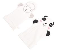 Tofficu Large Cartoon Exfoliating Bath Gloves 2pcs Set White Panda and Sheep Animal Design Skin Scrubbing Mitts for Gentle Body Cleaning and Shower Use